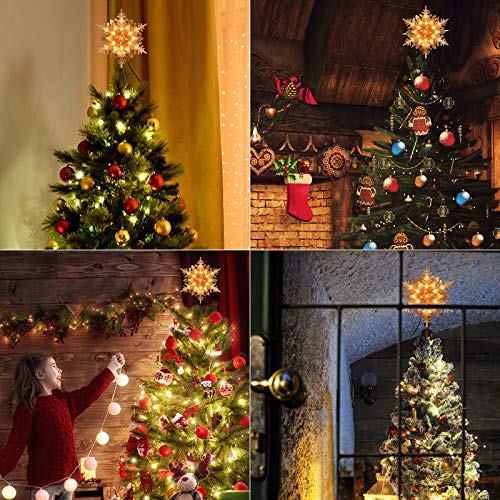 Brizled Christmas Snowflake Tree Topper, 9.25In Lighted Christmas Treetop With 20 Warm White Lights, 120V Ul Certified Plug In Christmas Tree Top Star For Xmas Tree Indoor Party Home Office Decoration #TOP2