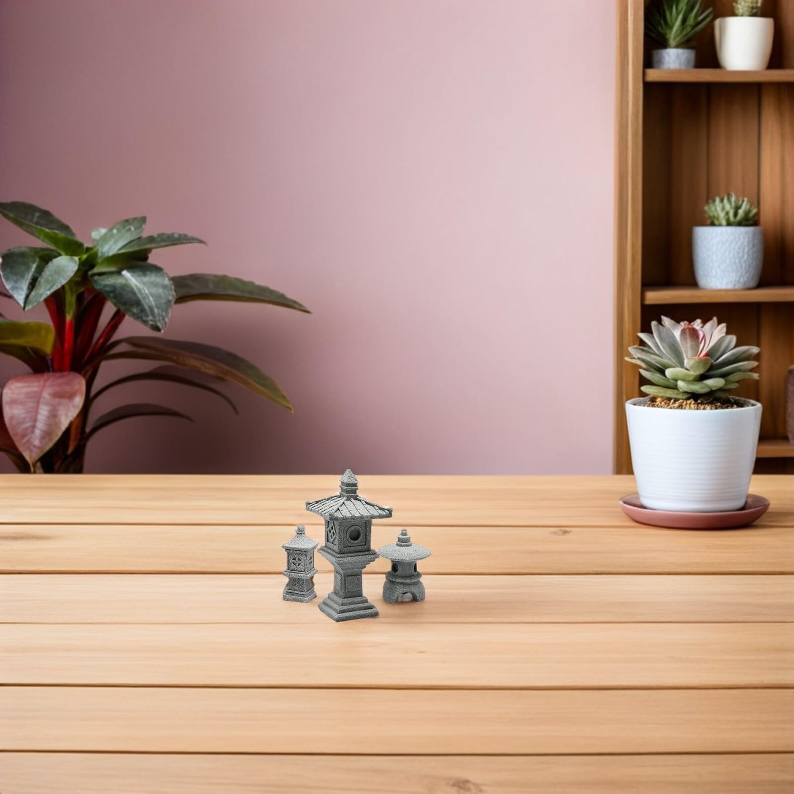 Decoración de Pagoda en Miniatura de Piedra, 1 Juego, Jardín Zen | Adorno Paisajístico Elegante, Detalles Delicados, Ligero y Creativo, para Casa y Jardín