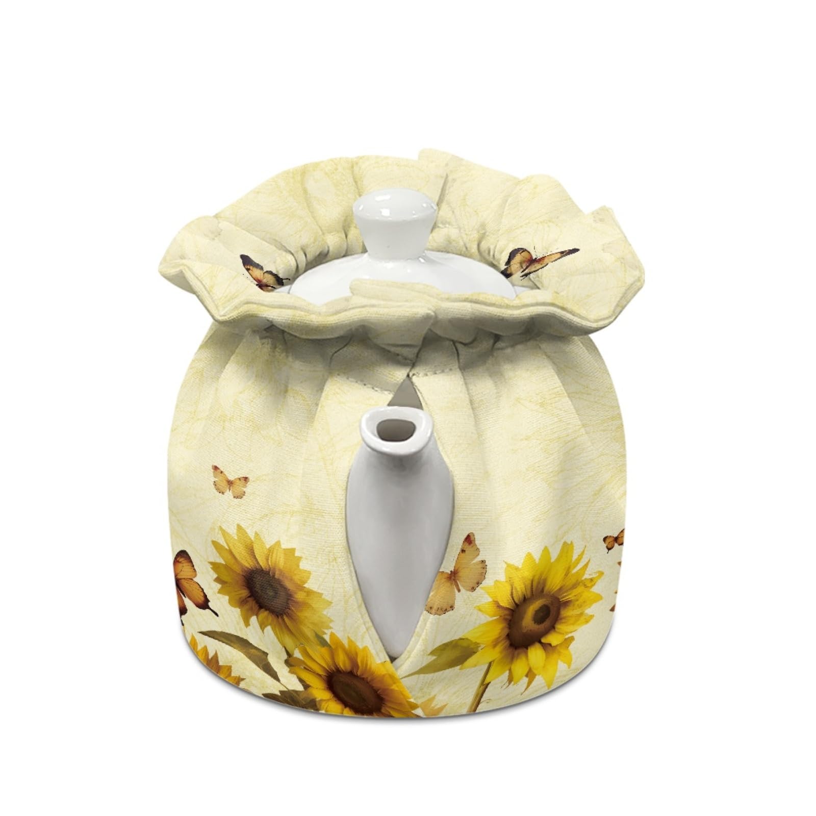 GLENLCWE Sunflower Tea Cosy,Retro Floral Printed Tea Cosy,Home Kitchen Tea Pot Dust Cover, Washable Keep Warm Breakfast Warmer Insulation Cozy