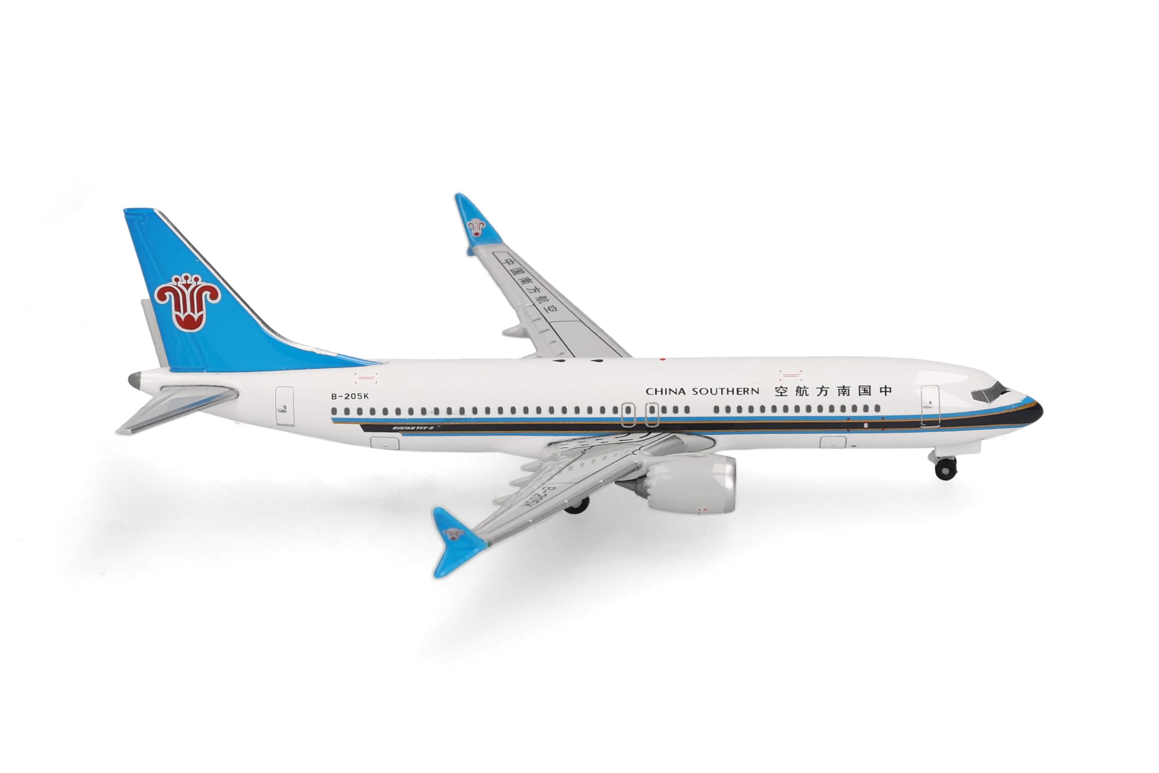 Herpa Miniatura del avión China Southern Airlines Boeing 737 MAX 8, Escala 1:500, Modelo prefabricado, maqueta de colleción, modelismo, Avion sin Soporte, Figura Metal