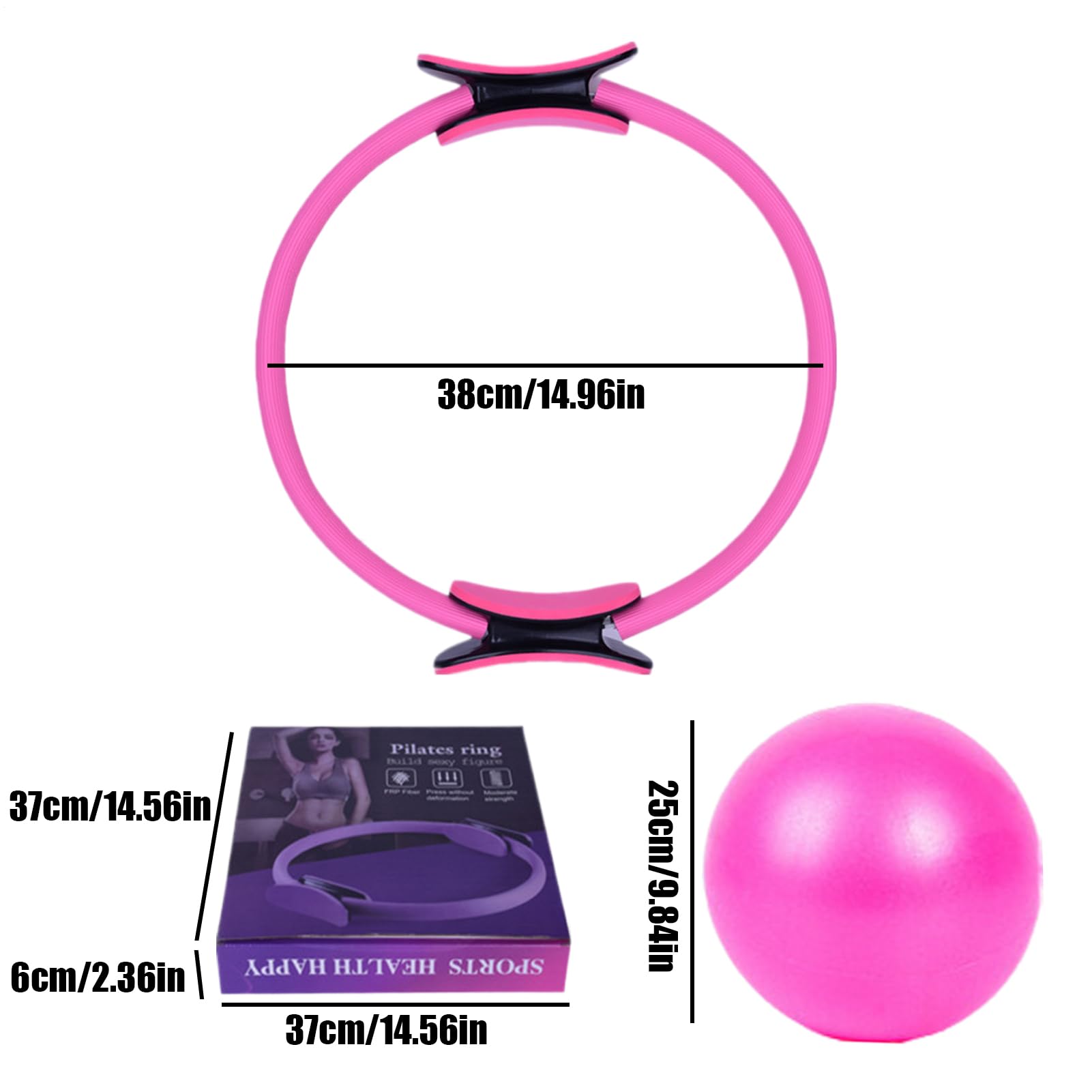 Generico Kit Pilates, Set di Yoga per Donne, Set di Palline da Yoga ad Anello Pilates, Cintura di Allungamento Multifunzionale, Attrezzature per la Casa per L'allenamento in Palestra