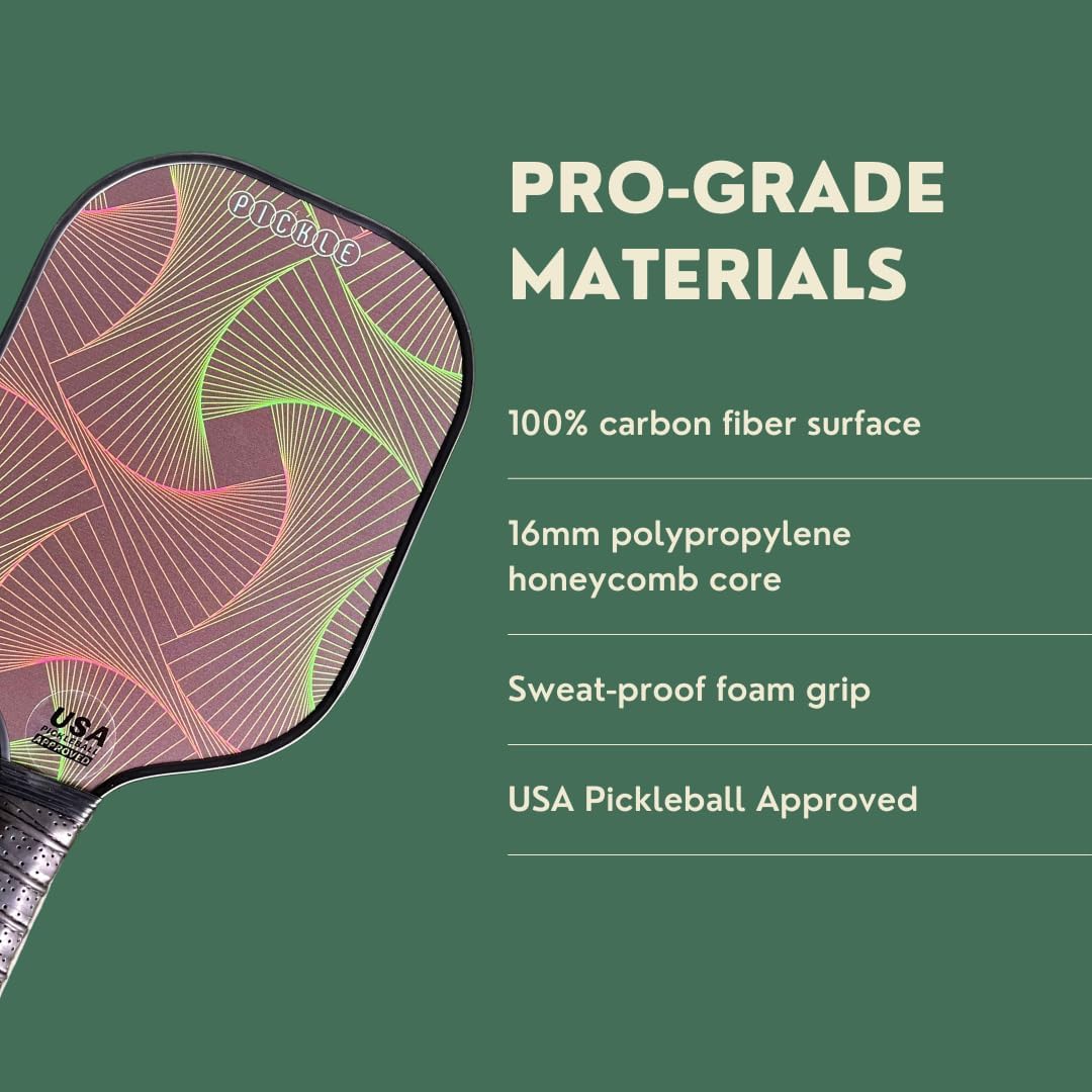 Pickleball Paddles | USA Pickleball Approved | Stylish & Unique Designs | Full Carbon Fiber | PP Honeycomb Core
