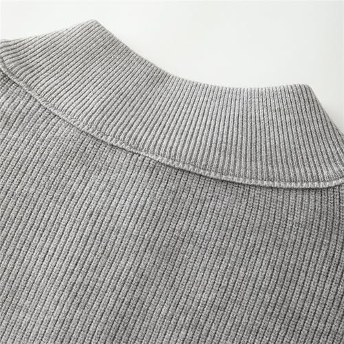 DGHM-JLMY Men's Double Zipper Knit Cardigan Winter Warm High Necked Knitted Cardigans Long Sleeved Sweater Coat4