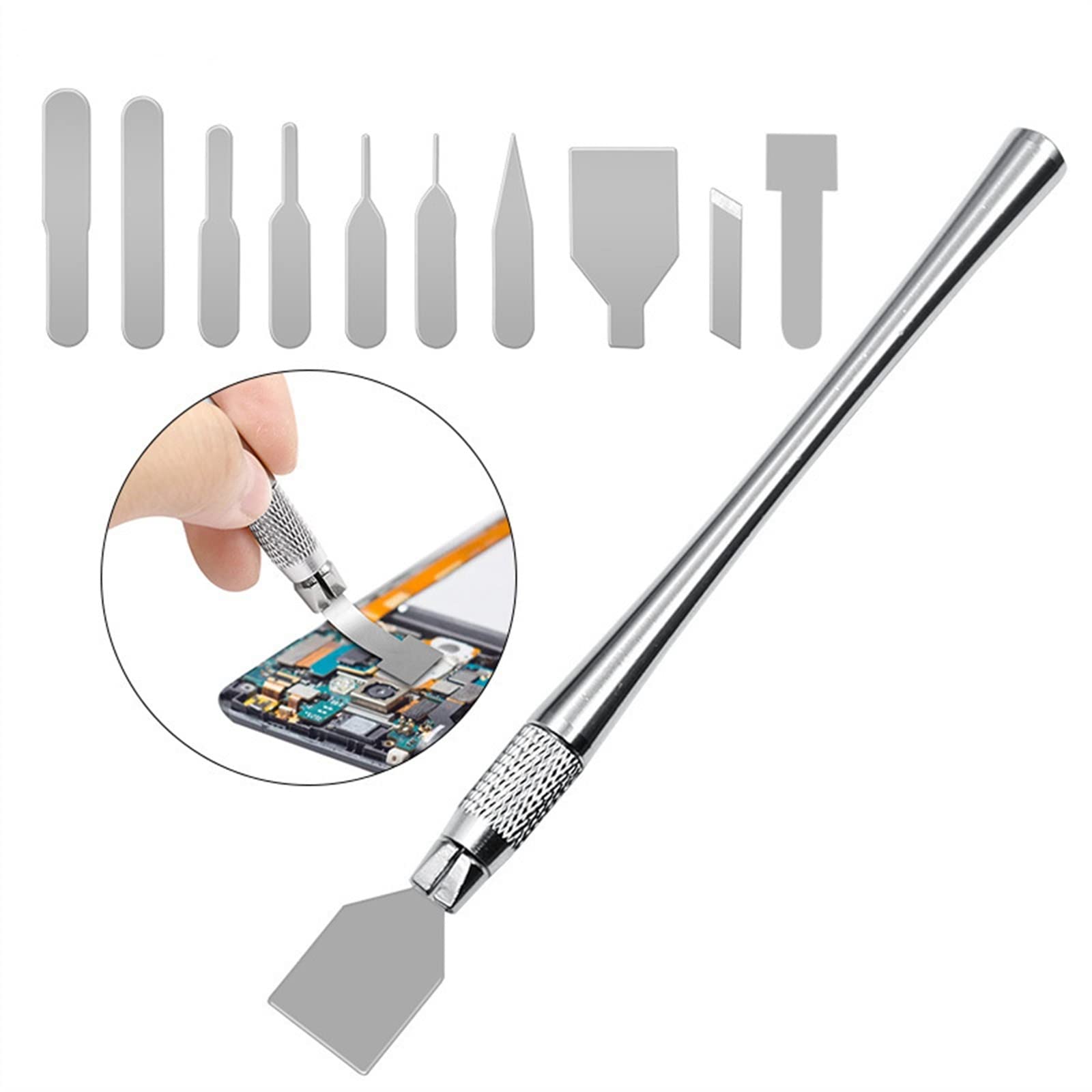 ZeNaha 10 In 1 IC Chip Repair Thin Blade Tool CPU Metal Remover Burin To Removal For Mobile Phone Computer Processor Repair Tools (Color : Without package, Size : A)