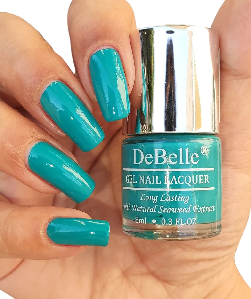 Gel Nail Polish Royale Cocktail (Turquoise Blue Nail Paint)|Non UV - Gel Finish |Chip Resistant | Seaweed Enriched Formula| Long Lasting|Cruelty and Toxic Free| 8ml