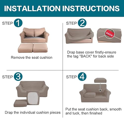 Miniatura 8 de Turquoize Funda de sofá gris pardo para sofá de 3 plazas, funda de sofá biplaza para sofá de 2 plazas