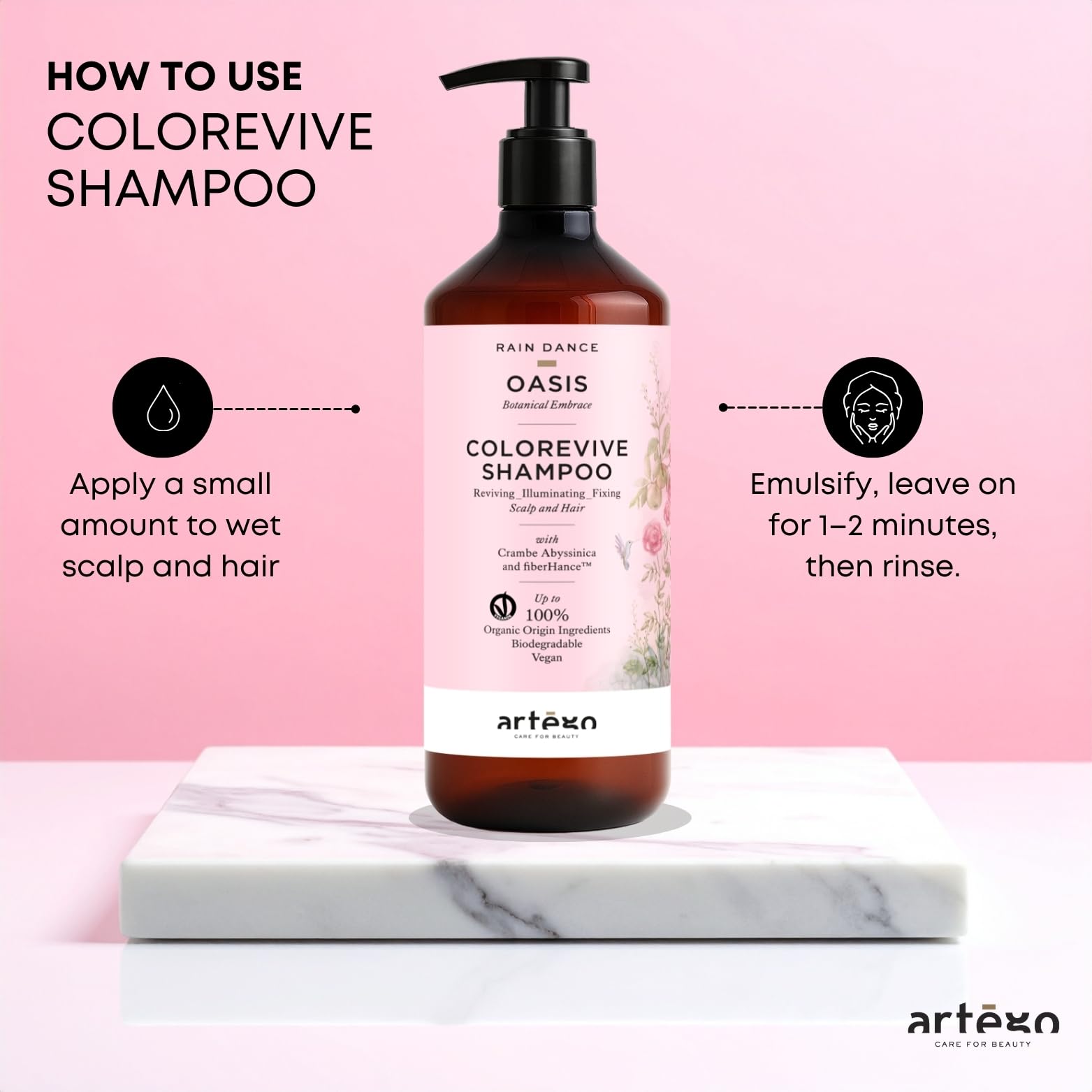 Artego Rain Dance OASIS Colorevive Shampoo 1000ml | Shampoo ravvivante e illuminante per capelli colorati.