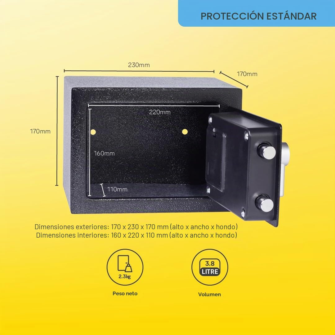 Yale YSV/170/DB2 Caja Fuerte De Seguridad Gama Básica Negro 170 x 230 x 170 mm Pequeña