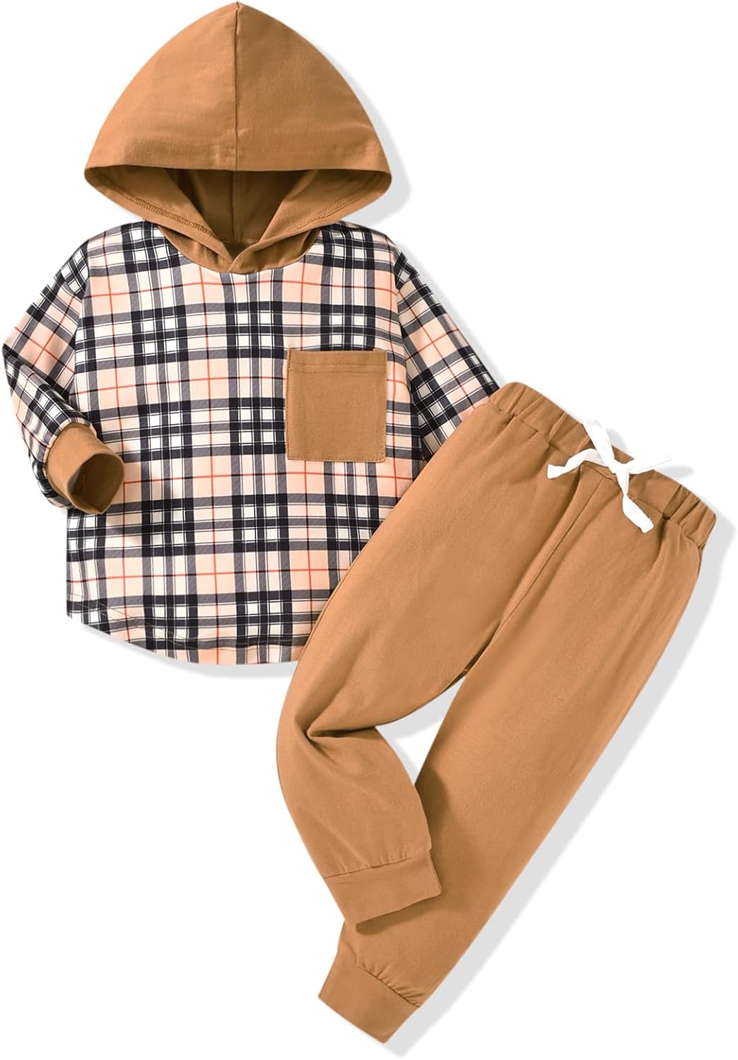 HINTINA Toddler Little Boy Plaid Sweatsuit Outfits Long Sleeve Hooded Sweatshirt Hoodie Fall Winter Clothes Clothing Set HINTINA Toddler Little Boy Plaid Sweatsuit Outfits Long Sleeve Hooded Sweatshirt Hoodie Fall Winter Clothes Clothing Set
