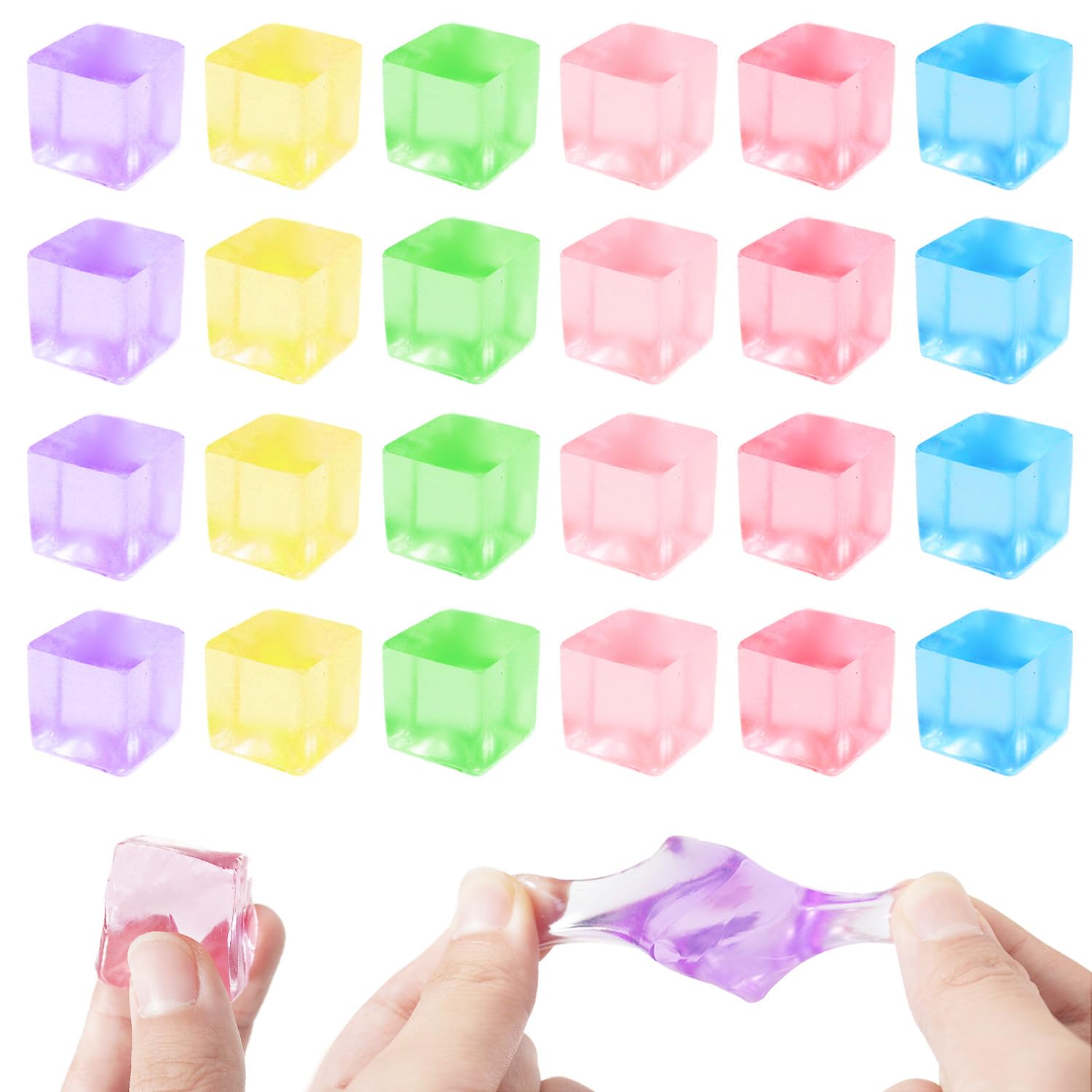 24 Pcs Fidget Stress Balls, Cube Squeeze Sensory Toys, Mini Squishy Fidget Toys for Kids & Adults Ages 3+, Anxiety & Stress Relief, Perfect for Party, Classroom and Birthdays Favors