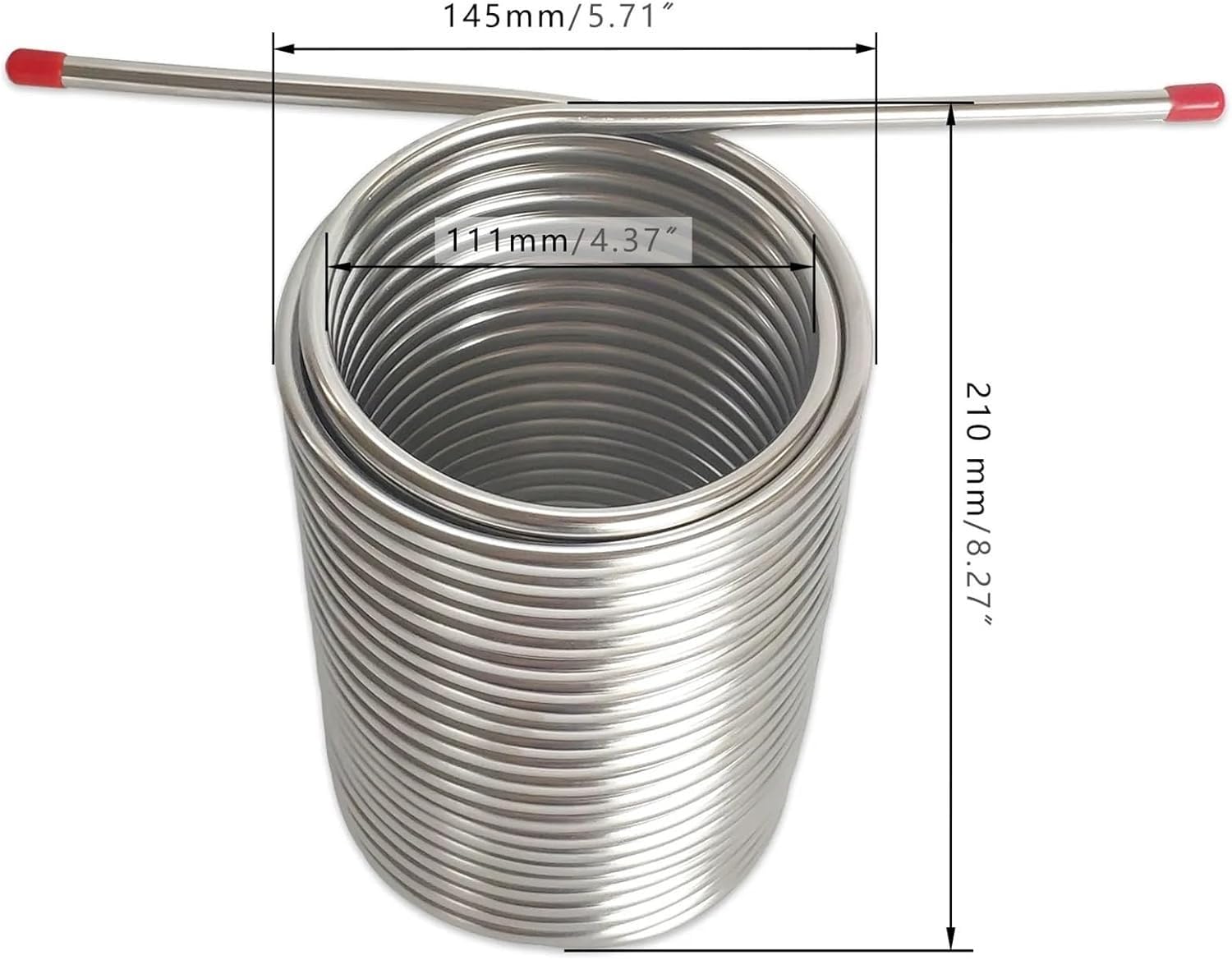 Intercambiador de calor, serpentín de enfriamiento de 19 m de longitud, enfriador de mosto de agua y cerveza de doble capa, serpentín de acero inoxidable de caja, tubo de 8 mm, enfriador de cerveza de
