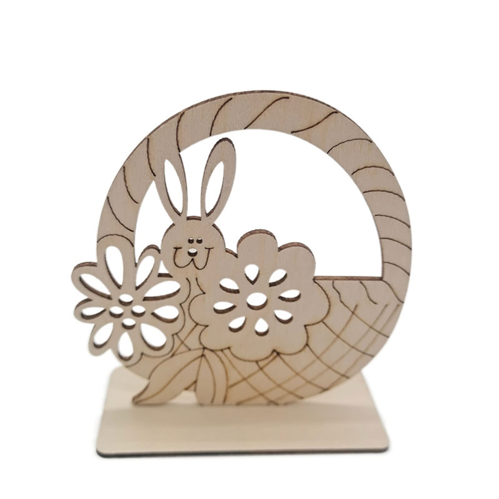 NEWFT Wooden Easter Ornament Craft Wood Ornaments Festival for Home Bedroom Desktop Decoration for Creative Crafts