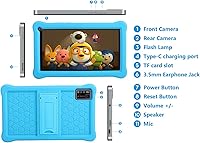 Vista 8 de Tableta para niños Android 11 de 7 pulgadas para niños, 3 GB de RAM, 32 GB ROM 128 GB Expand, certificado por Google, software para niños