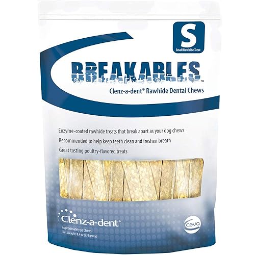 Breakables Clenz-A-Dent Rawhide Dental Chews, 15Ct (Small)