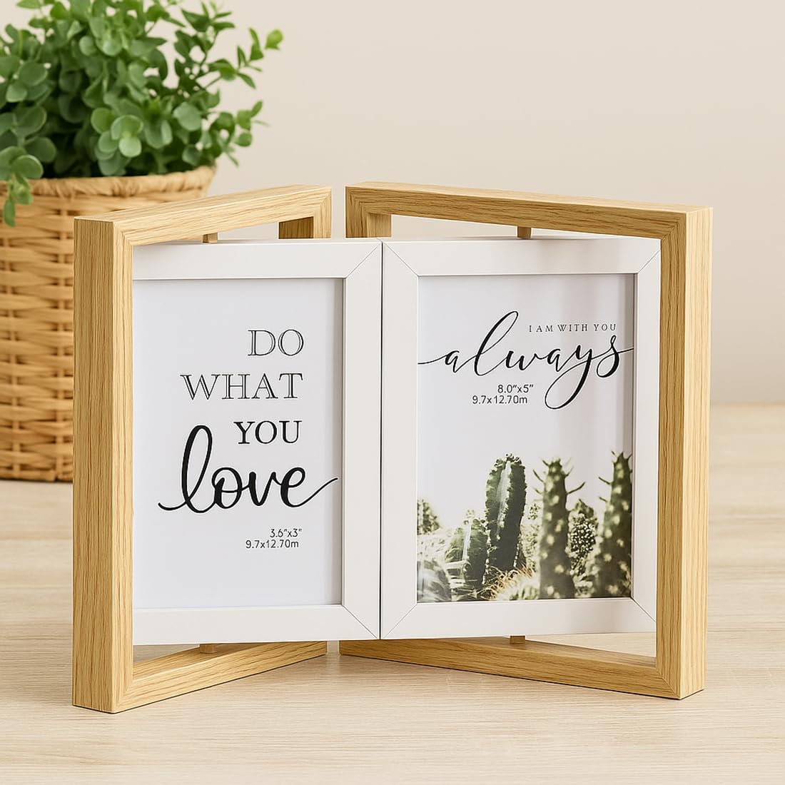Cortina Wooden Double Sided Standing Rotating 4 Photo Frame Picture | Vertical Photo Frame | Desktop Tabletop Stand For Memories | Home Decor Office Desk Table Decoration - 5x7 Inch - White - 1 Pc-image-25