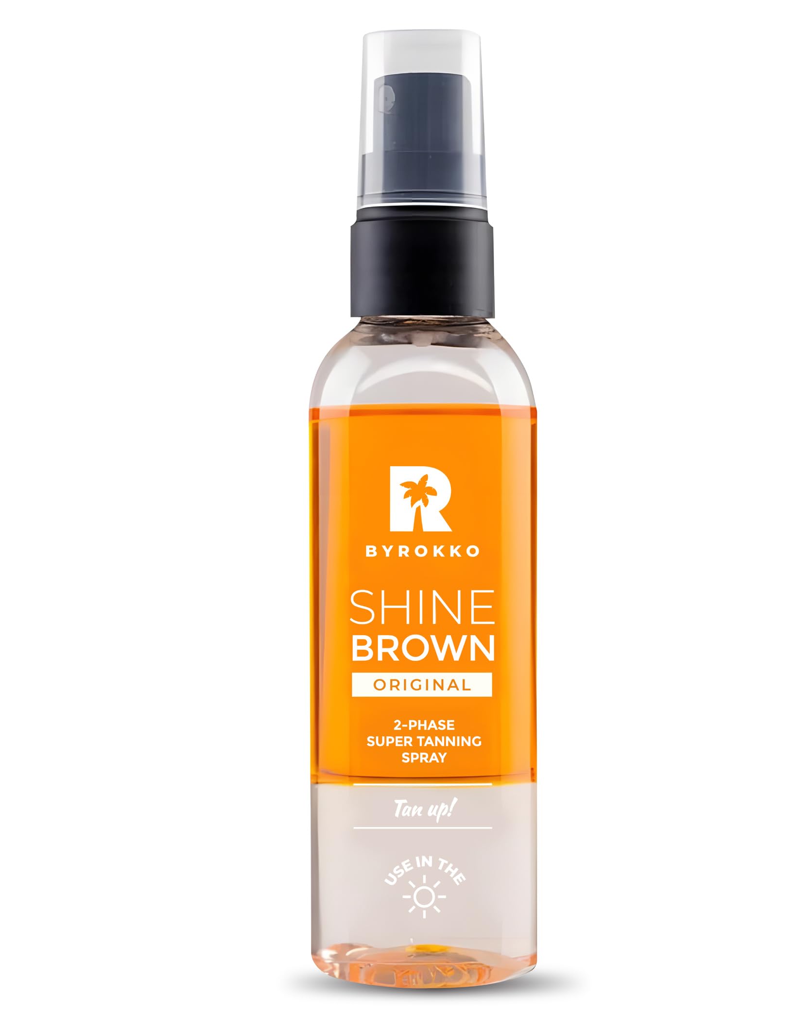 BYROKKO Shine Brown Two-Phase Tanning Spray (100 ml), Deep Tan Accelerator with Natural Oils & Hyaluronic Acid, Tanning Accelerator for Sun & Sunbed, with Mango Scent