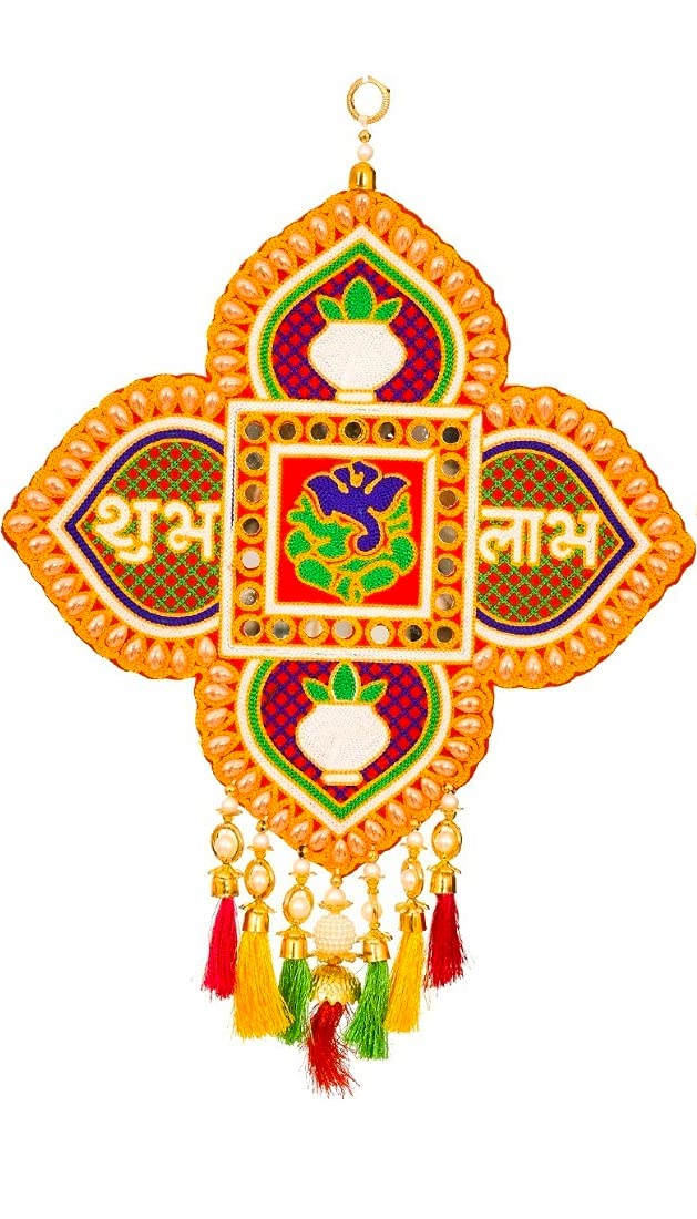 Ganesh Subh Labh Wall Hangings Indian Traditional Home Office Temple Festival Décor Decoration & Gifting Size- Height 17 inches