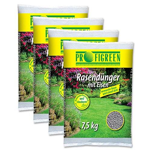 Preisvergleich Produktbild Rasendünger mit Eisen (4 x 7,5kg) VERSANDKOSTENFREI Eisendünger Langzeitdünger Raseneisen Gartendünger Langzeitwirkung