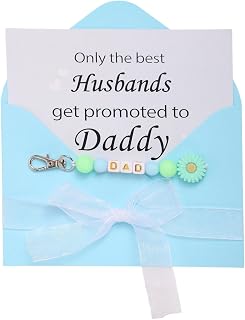 Pregnancy Announcement Gift Set, Daisy Promoted to New Keychain with Congratulations Card & Envelope (Sky Blue, for Dad)