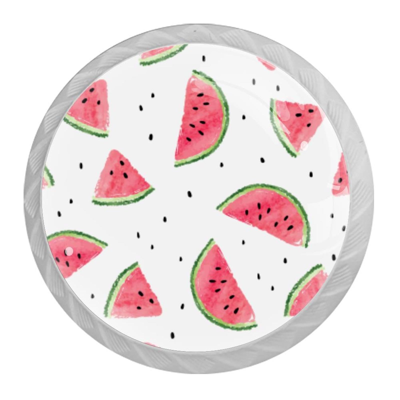Tqmspg Multi09 4 Pieces Drawer Pulls Watermelons Pattern Door Knobs Dresser Handles For Kitchen Wardrobe Cupboard Hardware Furniture