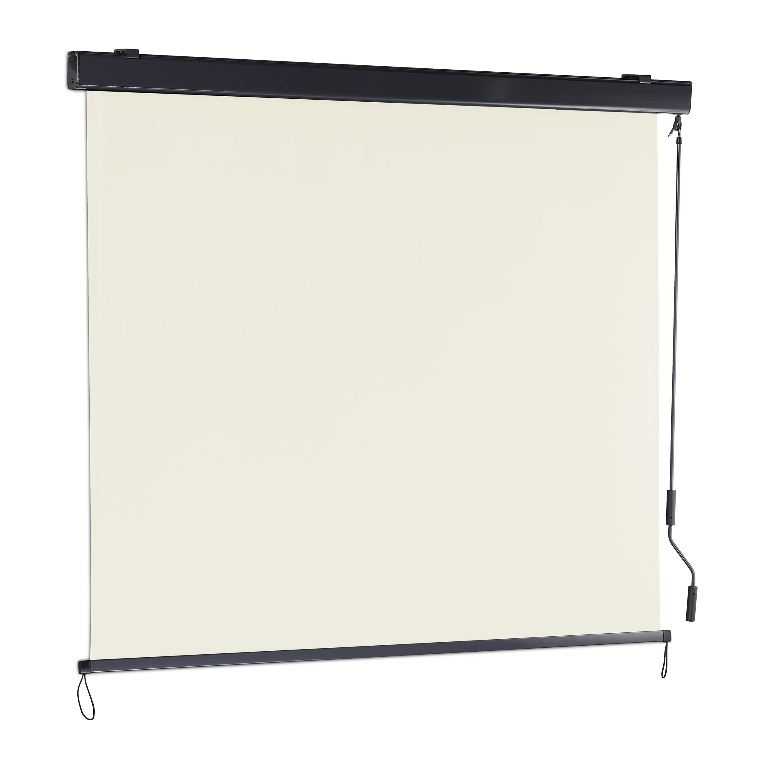 Relaxdays Beige Toldo Vertical, 250 x 160 cm, Estor Exterior Manivela, Protección contra Sol y Miradas, Balcón, Terraza, Aluminio, 250 x 160 x 10 cm