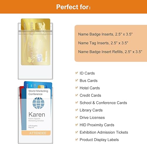 Miniatura 4 de Fushing 20 soportes para tarjetas de identificación extragruesos, exclusivos de plástico transparente de doble cubierta para identificación, soporte