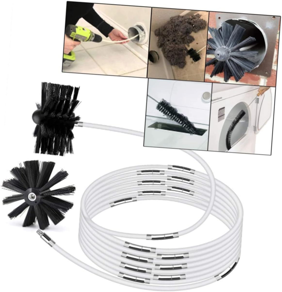 Flexible Chimney Cleaning Brush Set Sturdy Nylon Bristles for Dryer Vent and Fireplace Maintenance Easy-to-Use Duct Brush Cleaning Kit for Homeowners