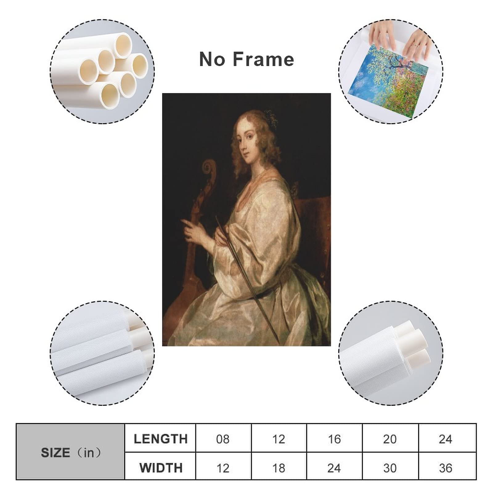 Anthony Van Dyck - Young Woman Playing A Viola Da Gamba Canvas Art Poster and Wall Art Picture Print Modern Family Bedroom Decor Posters 12x18inch(30x45cm)