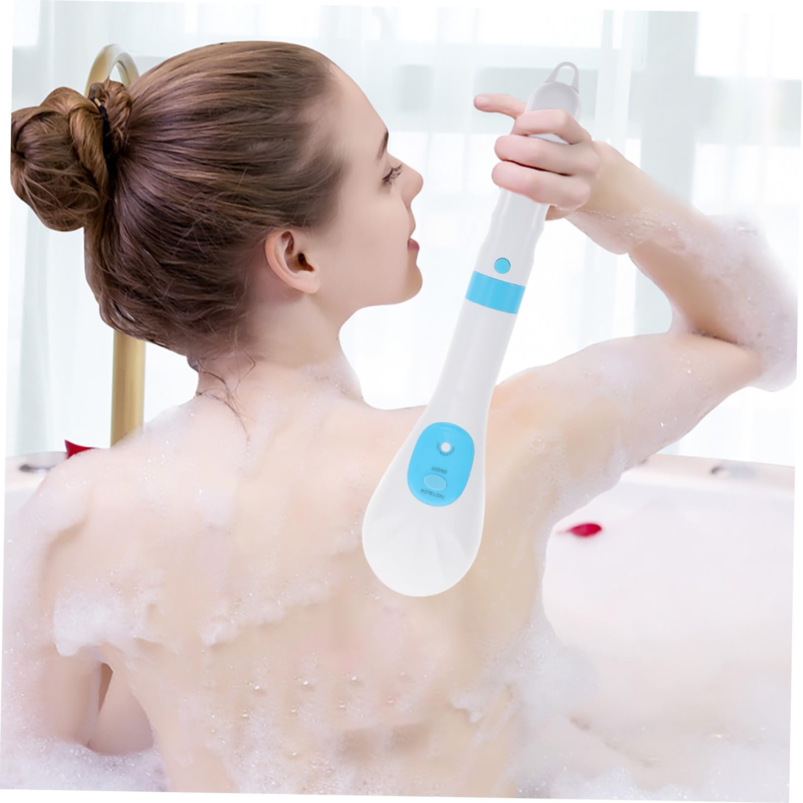 TOPBATHY Elektrische Badebürste mit USB ladung Rotierende Peeling bürste Sanfter Hautschutz Reichhaltiger Schaumerzeugung Multifunktional für Rücken Gesichtsreinigung Hautfreundlich