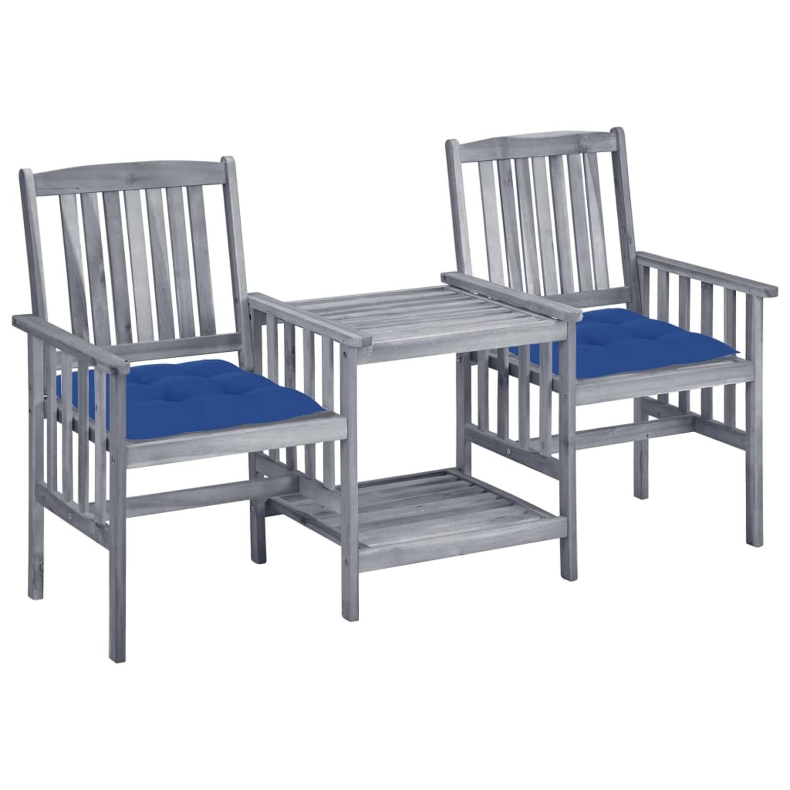 Chaise jardin exterieur en bois d'acacia avec coussins confortables et table de table basse