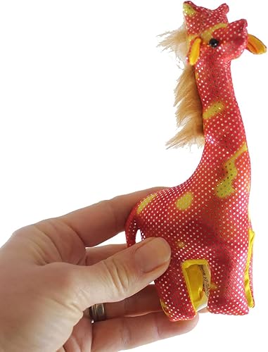 Miniatura 4 de Juego de 2 animales de safari - Elefante y jirafa - Bolsa de arena pesada de animales de peluche - Brillo sensorial de safari con purpurina