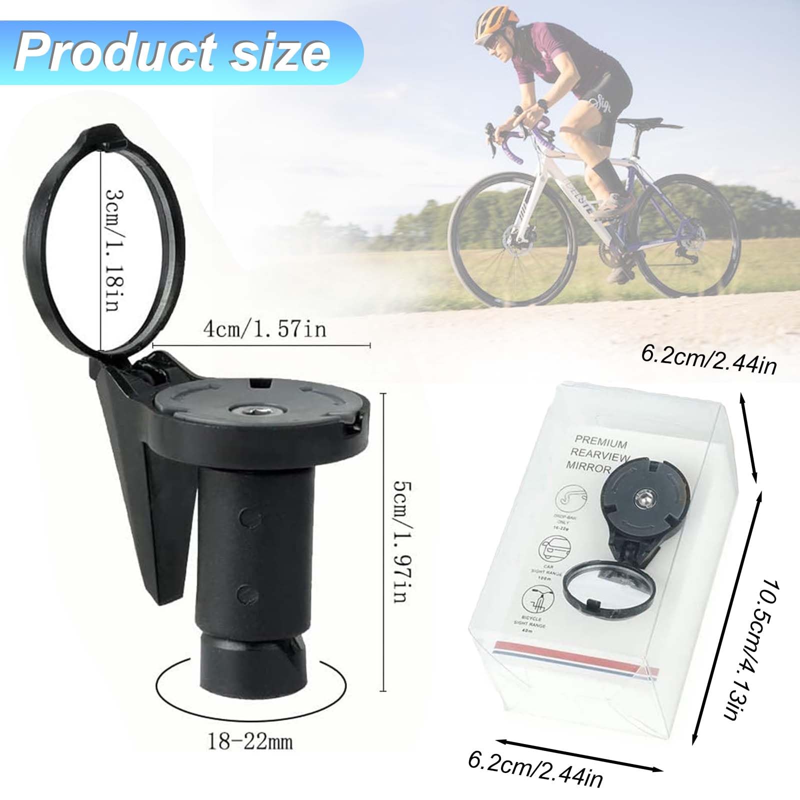 Specchietti Retrovisori Bici 2 Pezzi - HD 360° Regolabili, Per Manubri 16-22 Mm, Mountain Bike - Foto 5