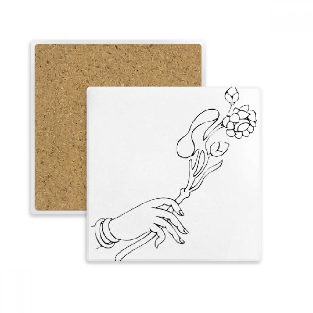Bouddhisme main fleur sous-verre absorbant multicolore en pierre pour tasse de table