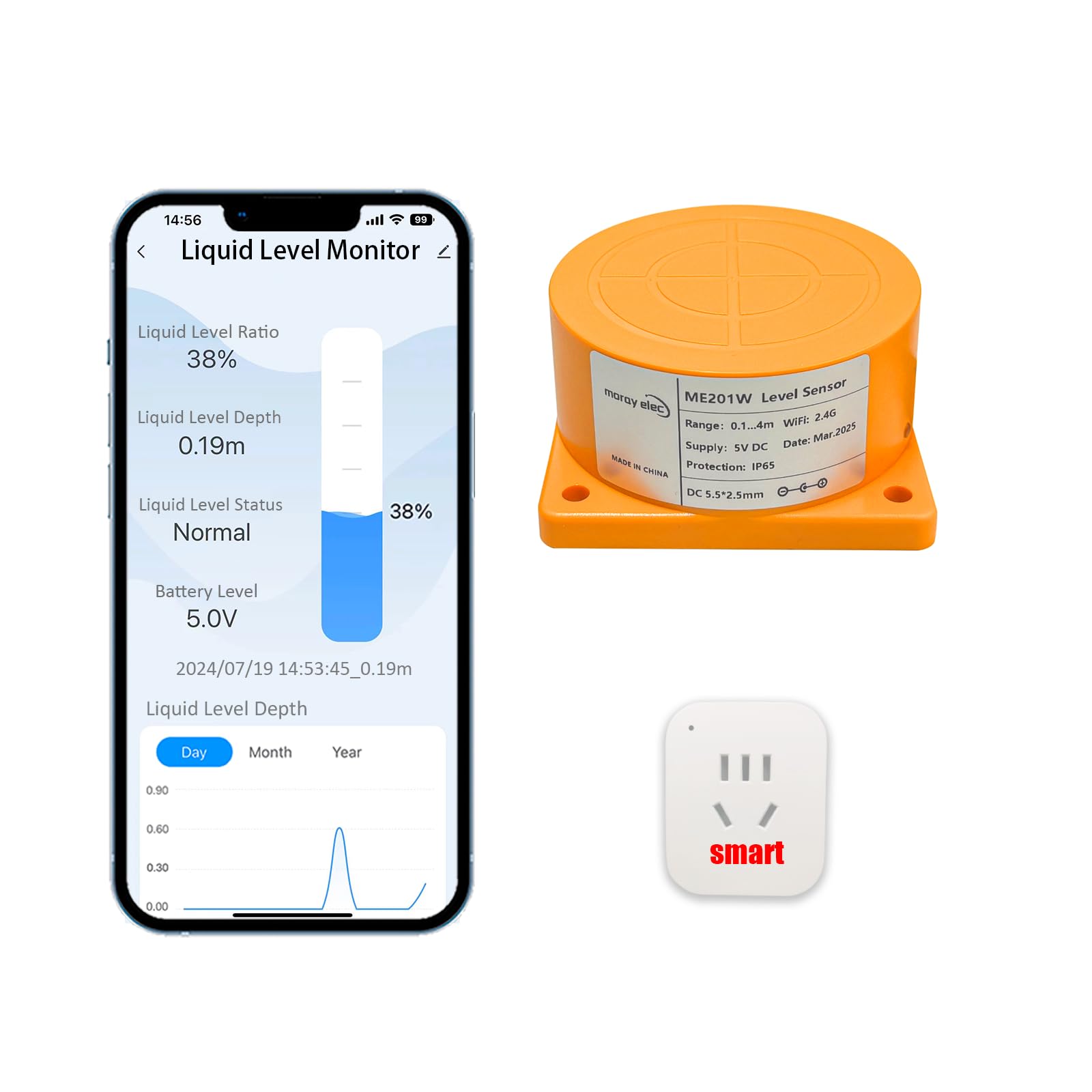 Wifi-watermelder, ultrasone waterniveausensor, intelligente