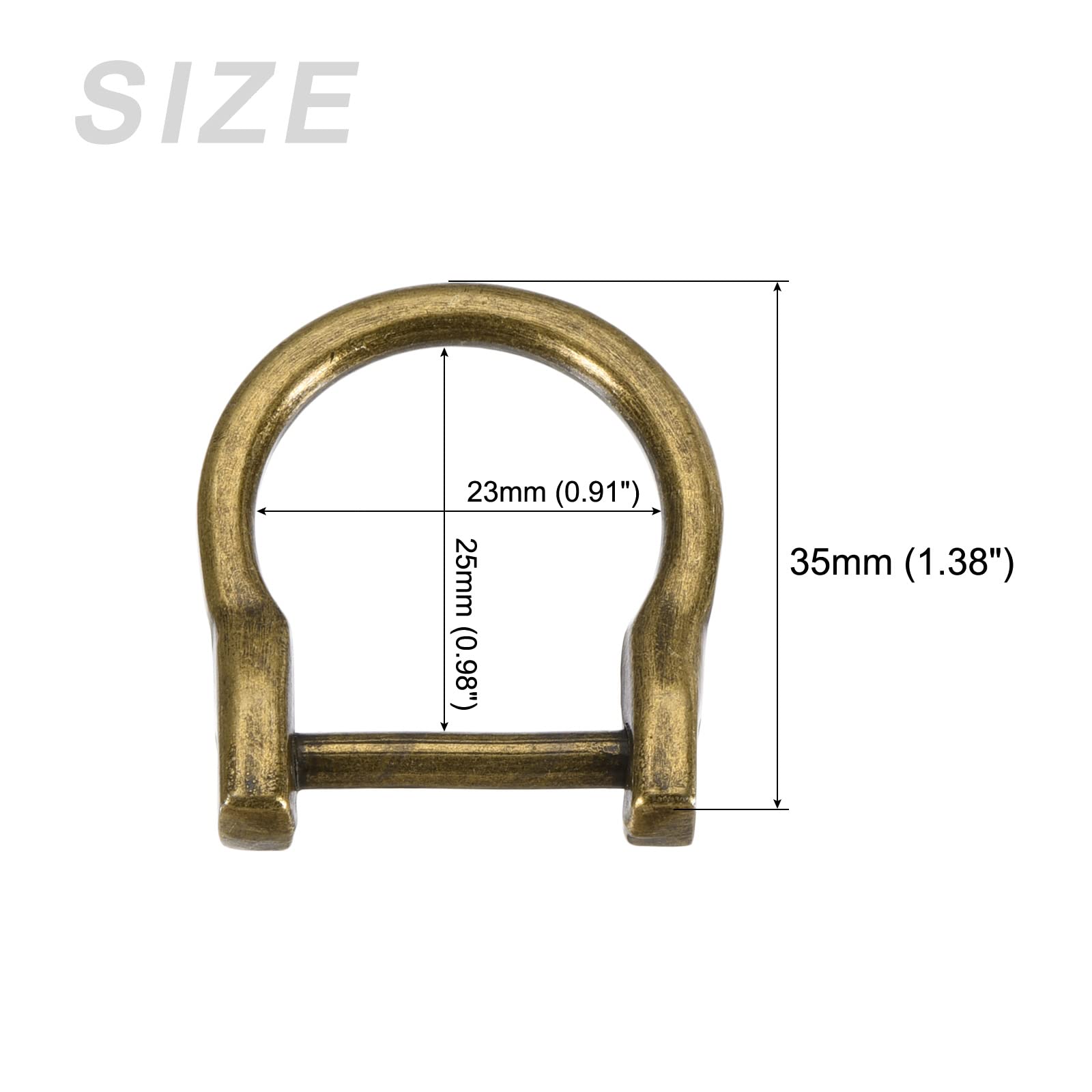 METALLIXITY Horseshoe D-Rings (23mm) 2pcs, Screw-in U-shaped Buckles Shackle - for Car Keys Keychain Bags Leather Crafts Bronze Tone - Image 2