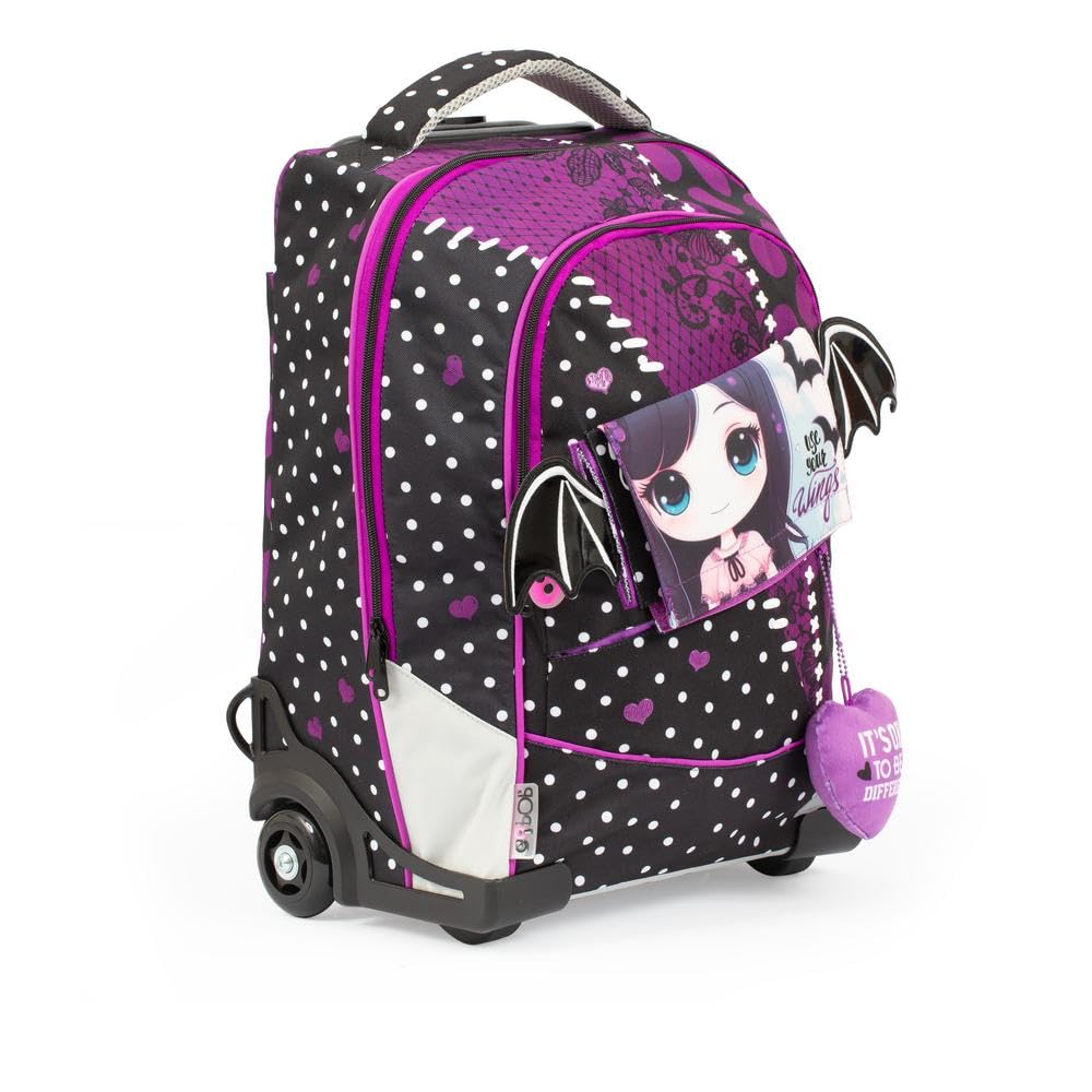 GO POP Zaino Trolley, 3 Grafiche Frontali Intercambiabili e Pop-Up, 2 Scomparti Con Cerniera, Spallacci Imbottiti, Per Bambina, Scuole Elementari e Medie