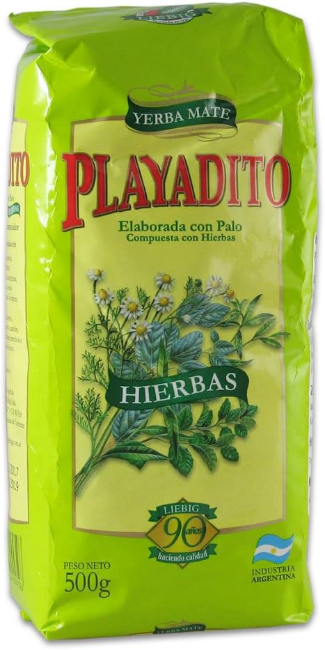 PLAYADITO Yerba Mate Compuesta con Hierbas 500 gr.| Yerba Mate Tea Herbal Blend 1.1 lb.