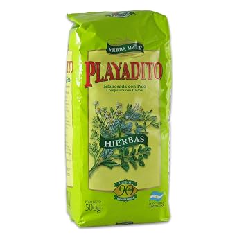 PLAYADITO Yerba Mate Compuesta con Hierbas 500 gr.| Yerba Mate Tea Herbal Blend 1.1 lb.