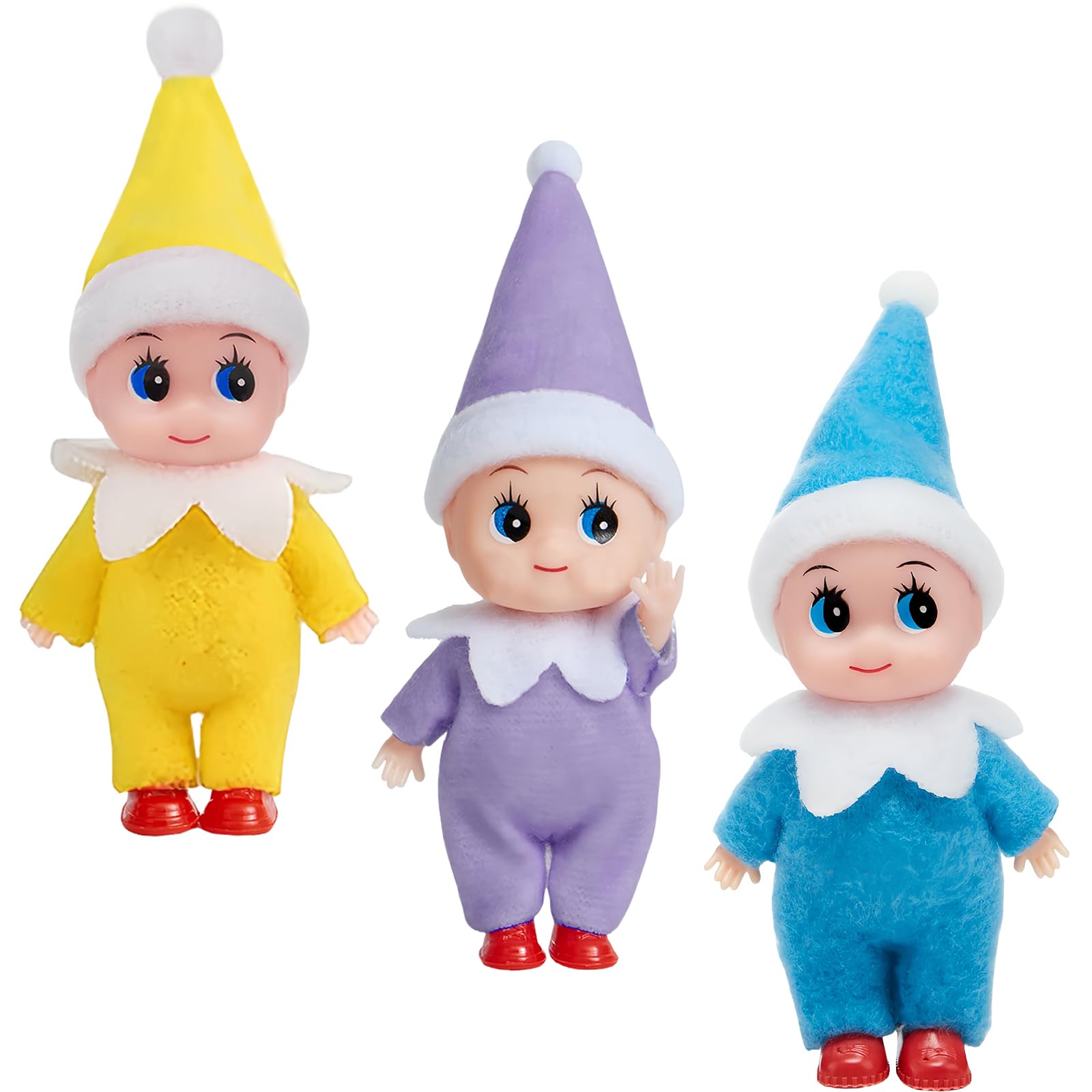 3pcs Mini Baby Elves Christmas Elf Baby Dolls for Girls Boys,Cute Little Elfs Twins Tiny Christmas Dolls Elf Accessories,Girl Elf Small Elf Baby Doll Elf Novelty Gift for Kids Xmas Stocking Stuffers