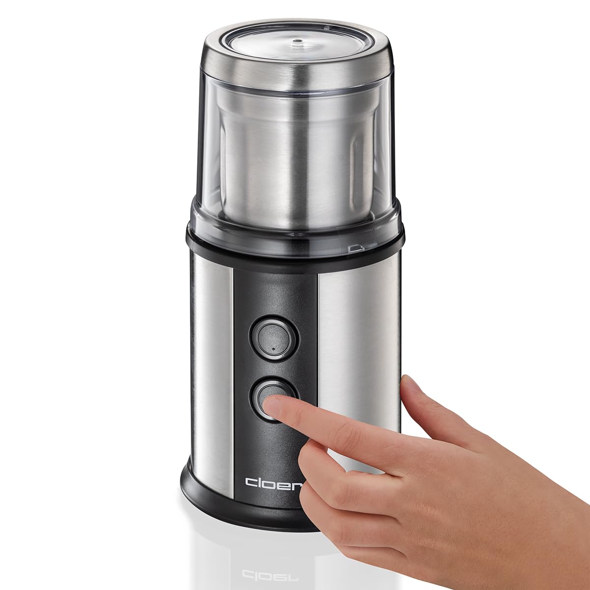 cloer 7419 Moulin à café et à épices électrique, 2 conteneurs Amovibles, pour Pesto, Herbes, Noix et Grain, jusqu'à 80 g de Grains de café, Couvercle Protecteur, 350 W