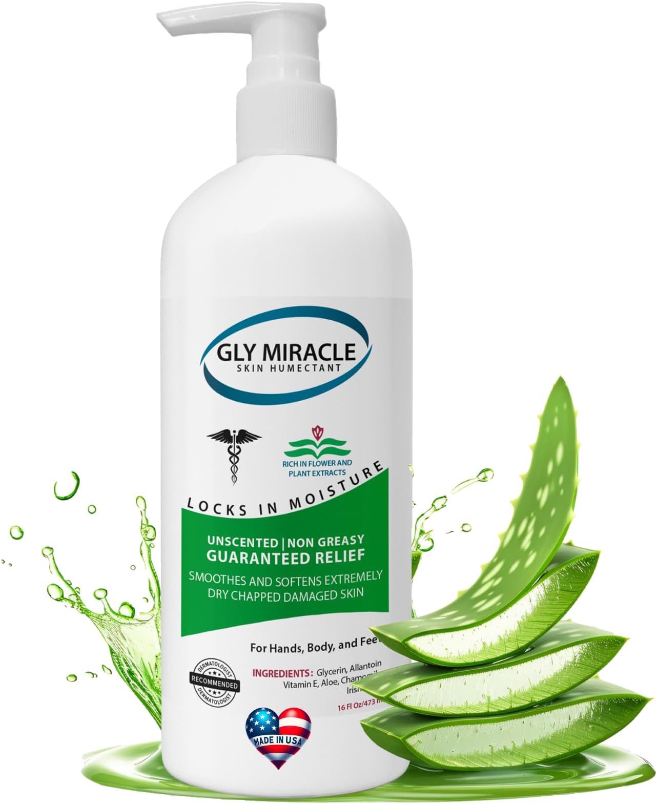 Fragrance-Free Non-Greasy Body Lotion, 16 oz High-Glycerin Moisturizer for Sensitive, Extremely Dry Skin, Hands, Feet & Body