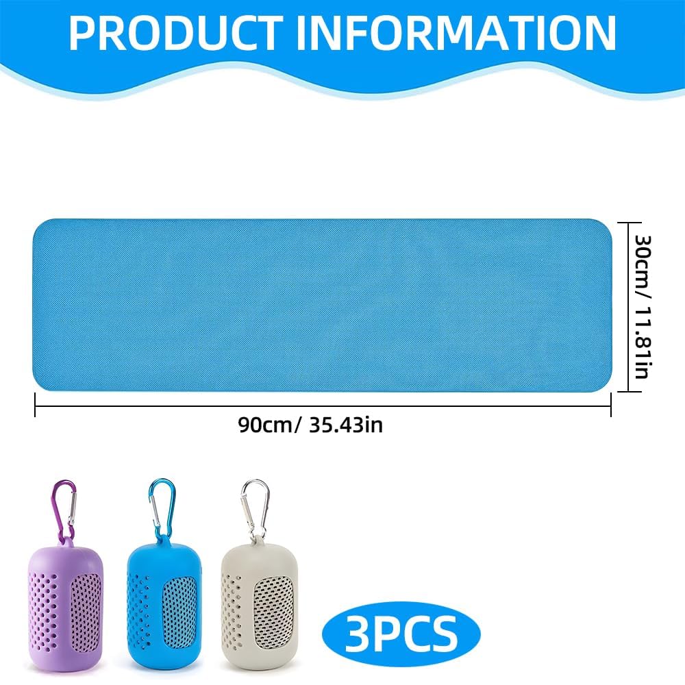 3 Stück Ręcznik Sportowy 30 X 90 Cm Z Etui Silikonowym Chłodzący Fitness Na Siłownię Treningowy Szybkoschnący Ręcznik Do Biegania