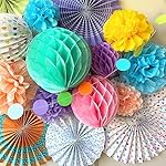 PapaKit Premium Paper Decoration Set - Pom Pom, Honeycomb and Accordion Lantern (Festive Colors) Birthday Party Baby Shower Bride to Be Engagement Wedding Events - Image 4