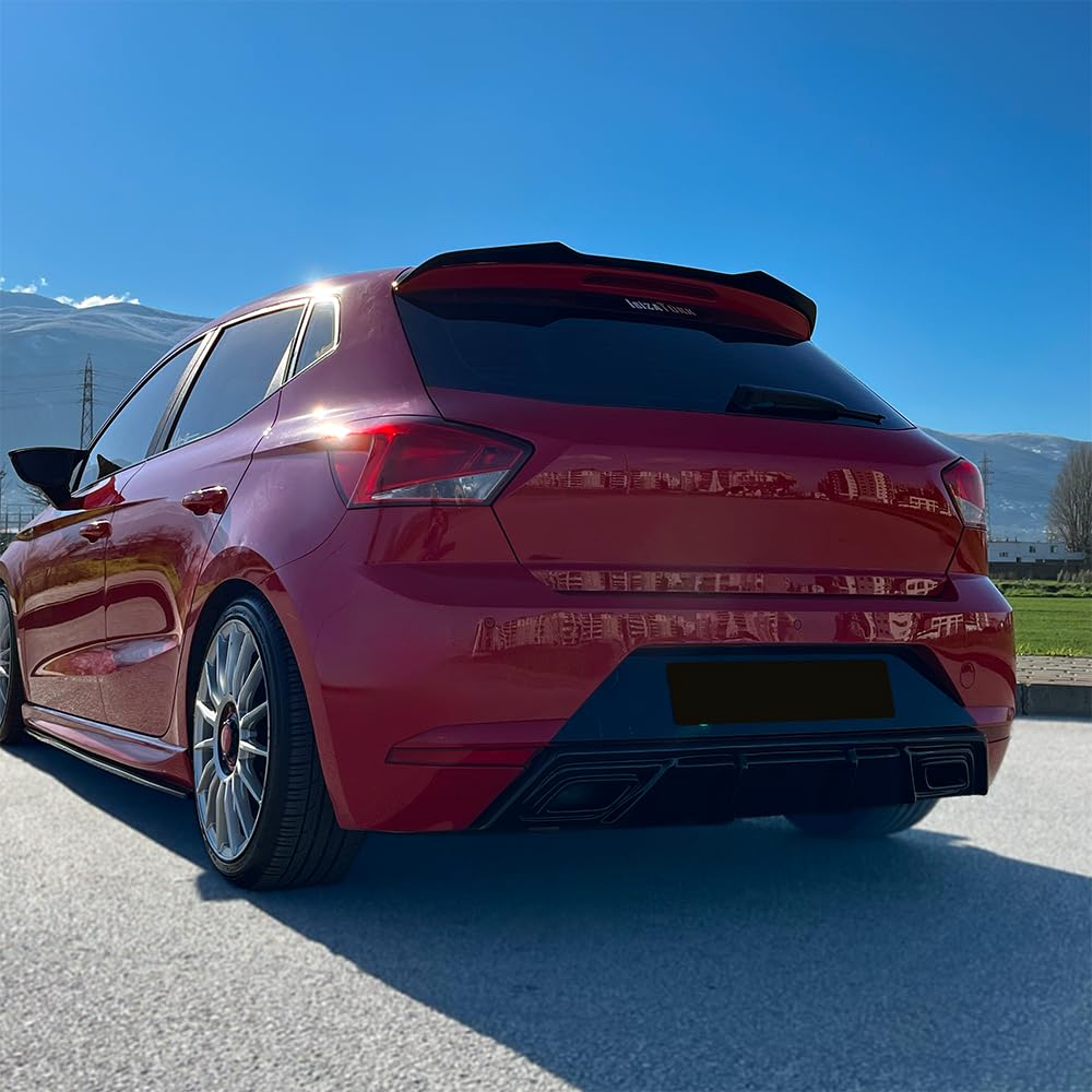 Oneway Jupe de pare-chocs arrière (Diffuseur) compatible avec Seat Ibiza (6F) 2017- incl. FR - Noir brillant, 126x34x16