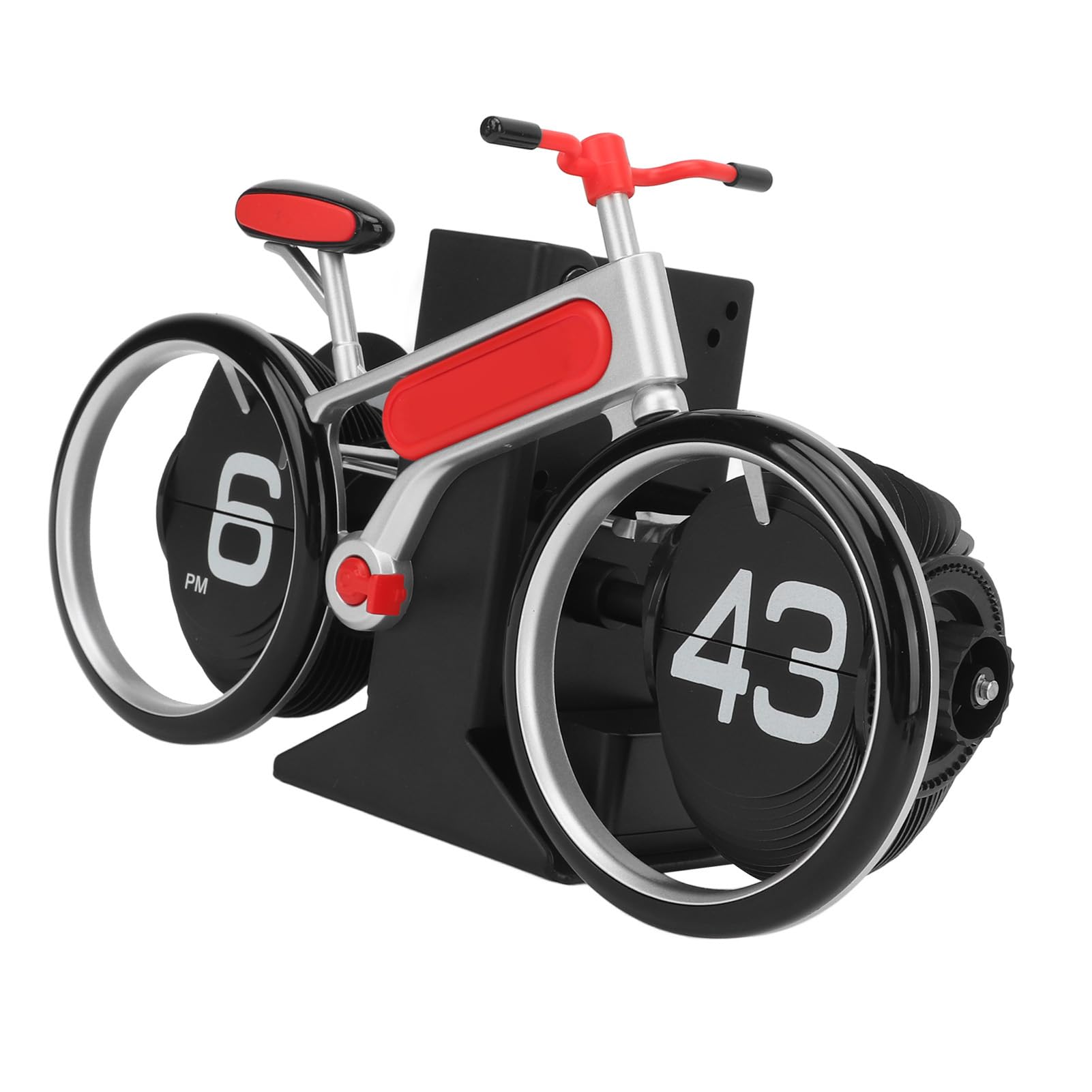 Asixxsix Zegar z klapką rowerową, Mechaniczny Zegar z automatyczną klapką do Automatycznego Przewracania Stron, na Biurko w Stylu Retro z łatwymi do Odczytania Liczbami Stress Relief Wystroju