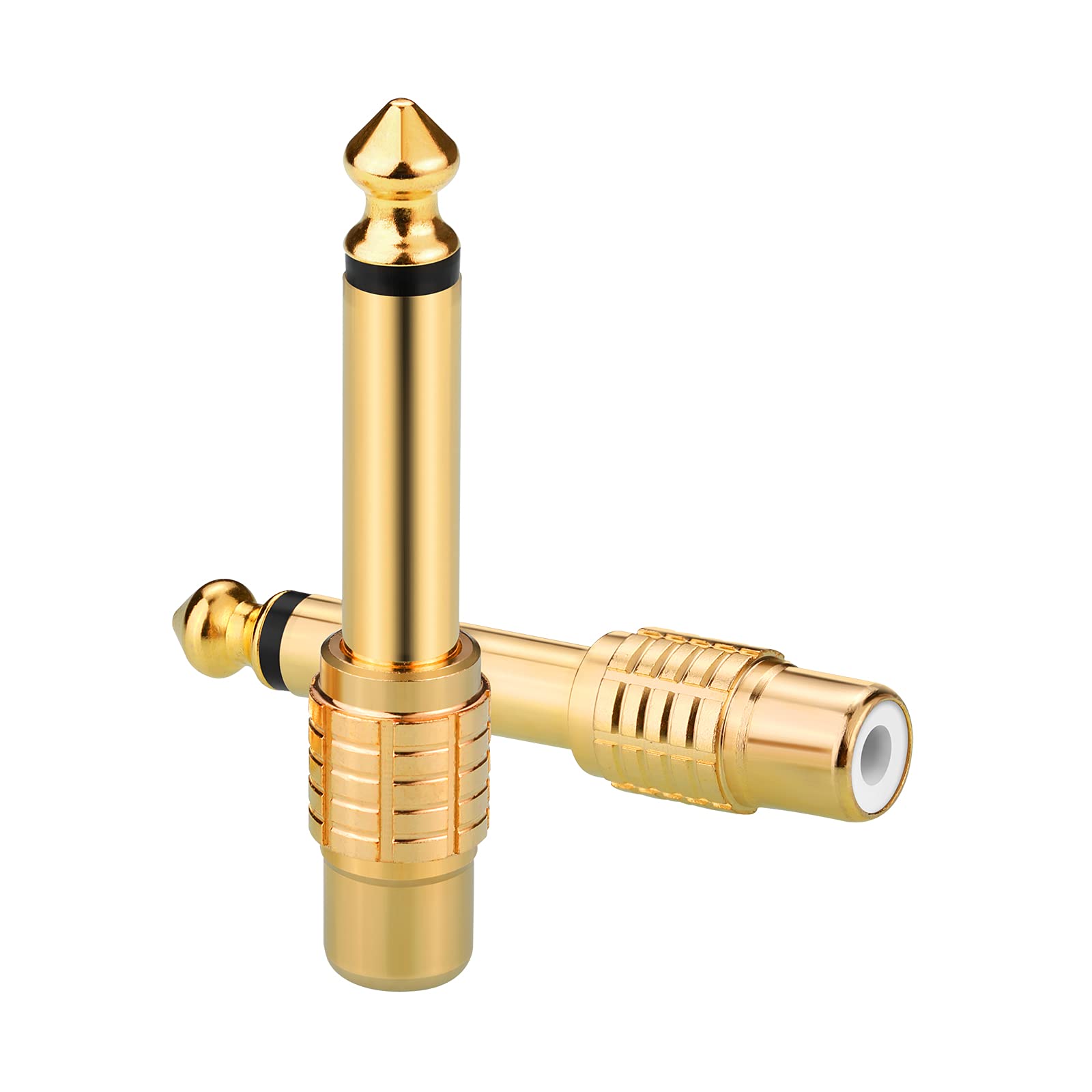 Borsuer RCA to 1/4, 2Pcs RCA to 1/4" Adapter Female to 6.35mm 1/4 inch Male Mono TS Audio Adaptors Gold Plated Copper
