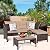 Tangkula Patio Corner Sofa Set 3 Piece, Outdoor Rattan Sofa Set, Includes Lounge Chaise, Loveseat & Coffee Table, Patio Garden Poolside Lawn Backyard Furniture