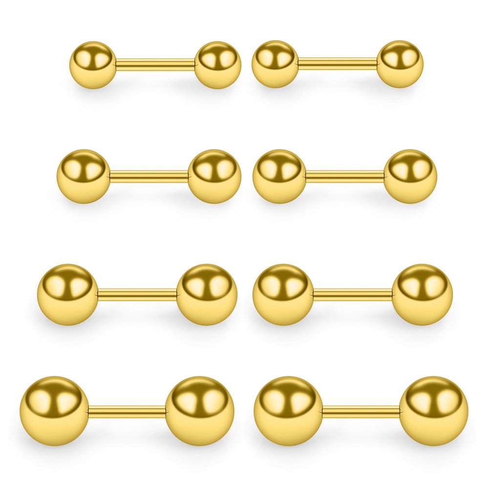 SCERRING 4 Pairs 20G Stainless Steel Ball Stud Earrings Set for Men Women Barbell Stud Earrings 3-6mm