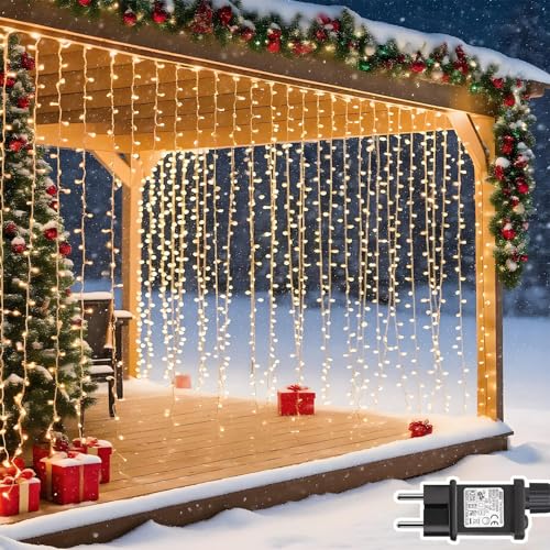 Dekofun Lichterketten Vorhang 300 LED 3m x 3m Lichtervorhang Aussen mit Stecker, Timer, 8 Modi Wasserdichte Lichterkette Gardine, Lichterkette Wand für Außen Innen Garten Fenster Hochzeit Deko Dekofun Lichterketten Vorhang 300 LED 3m x 3m Lichtervorhang Aussen mit Stecker, Timer, 8 Modi Wasserdichte Lichterkette Gardine, Lichterkette Wand für Außen Innen Garten Fenster Hochzeit Deko