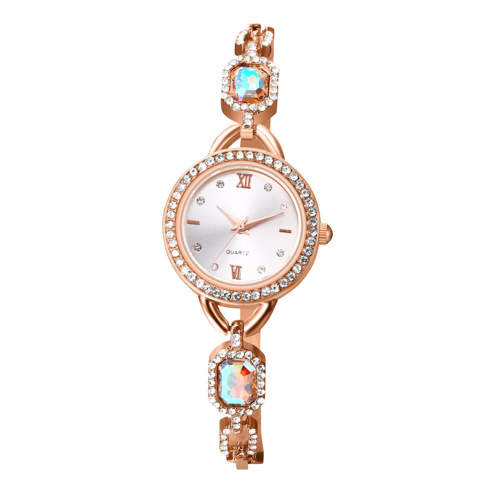 JewelryWe Damenuhr Elastische Quadratische Uhr: Glitzer Zirk